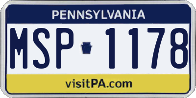 PA license plate MSP1178