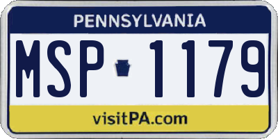 PA license plate MSP1179