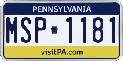 PA license plate MSP1181