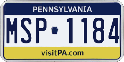 PA license plate MSP1184