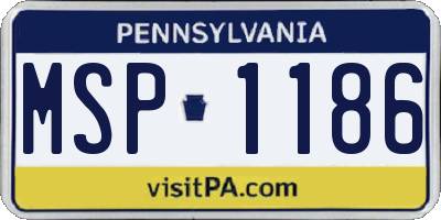 PA license plate MSP1186