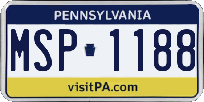 PA license plate MSP1188
