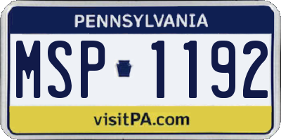 PA license plate MSP1192