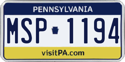 PA license plate MSP1194