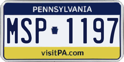 PA license plate MSP1197