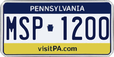 PA license plate MSP1200