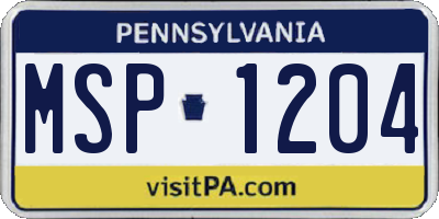 PA license plate MSP1204