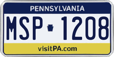 PA license plate MSP1208