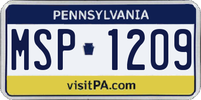 PA license plate MSP1209