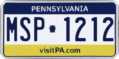 PA license plate MSP1212