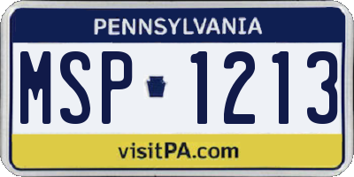 PA license plate MSP1213