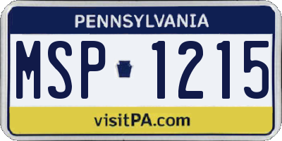 PA license plate MSP1215