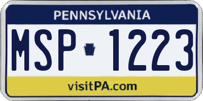 PA license plate MSP1223