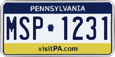 PA license plate MSP1231