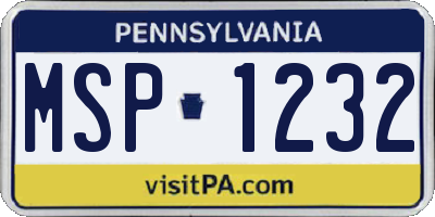 PA license plate MSP1232