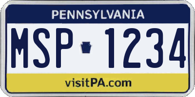 PA license plate MSP1234