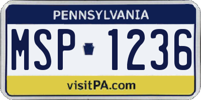 PA license plate MSP1236
