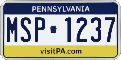 PA license plate MSP1237