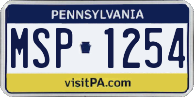PA license plate MSP1254