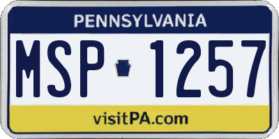 PA license plate MSP1257