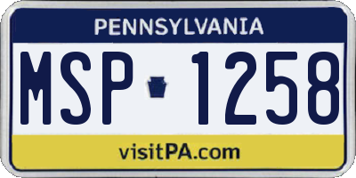 PA license plate MSP1258