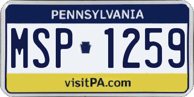PA license plate MSP1259