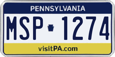 PA license plate MSP1274