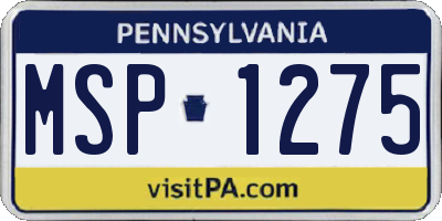 PA license plate MSP1275