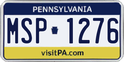 PA license plate MSP1276