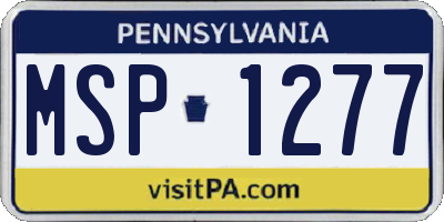 PA license plate MSP1277