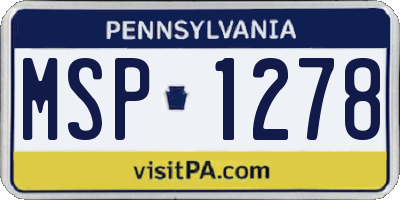 PA license plate MSP1278
