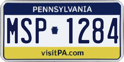 PA license plate MSP1284