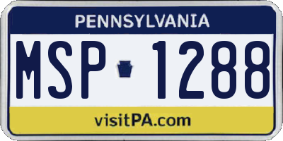 PA license plate MSP1288
