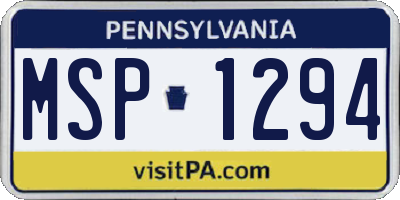 PA license plate MSP1294