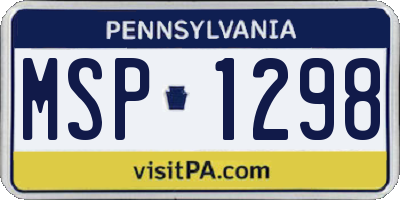 PA license plate MSP1298
