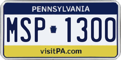 PA license plate MSP1300