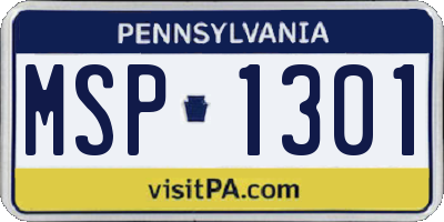 PA license plate MSP1301