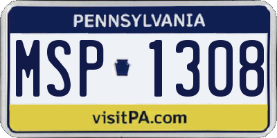 PA license plate MSP1308