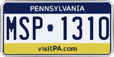 PA license plate MSP1310