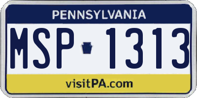 PA license plate MSP1313