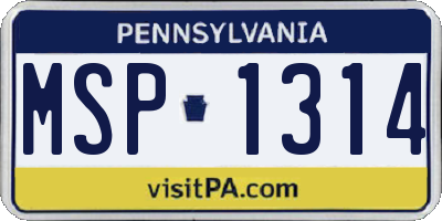 PA license plate MSP1314