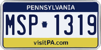 PA license plate MSP1319