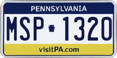 PA license plate MSP1320