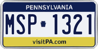 PA license plate MSP1321
