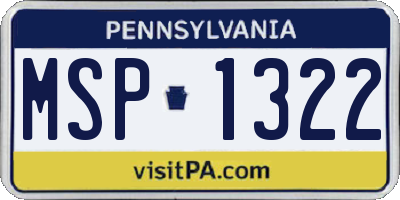 PA license plate MSP1322