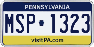 PA license plate MSP1323