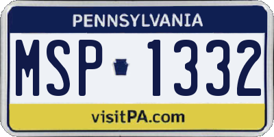 PA license plate MSP1332