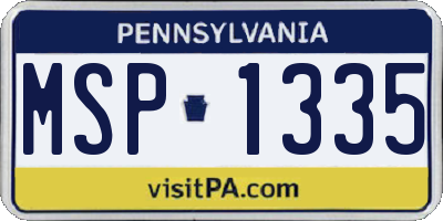 PA license plate MSP1335