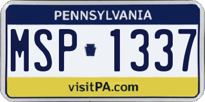 PA license plate MSP1337