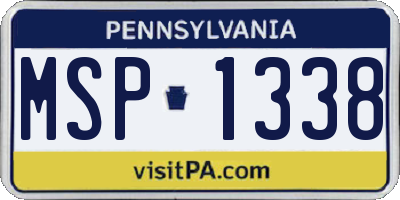 PA license plate MSP1338